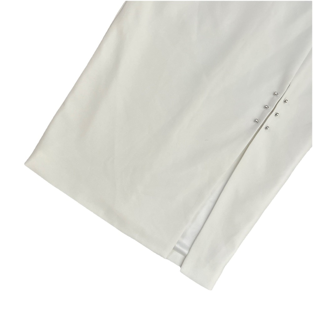 Bardot Off White Pencil Skirt US 6 Midi Studded Slit Detail Party Evening Work - Picture 2 of 7